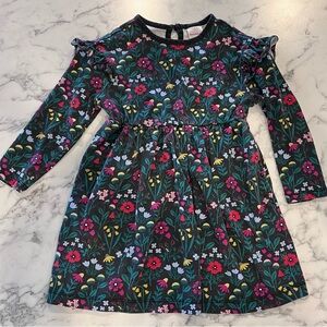 Hanna Andersson Holiday Long Sleeve Ruffle Dress Pockets Green Lattice Work 4t